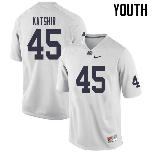 NCAA Nike Youth Penn State Nittany Lions Charlie Katshir #45 College Football Authentic White Stitched Jersey VES4098ZV